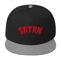 Satan Blood Drip Snapback – Occult 3D Puff Flat Bill Hat, Gothic Satanist Embroidered Cap, Dark Alt Horror Streetwear embroidered snapback hat, product image 6