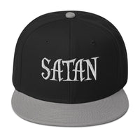 White Satan Pure Evil Snapback – Occult Flat Bill Cap, Gothic Embroidered Hat for Alt Fashion, Horror Dark Streetwear embroidered snapback hat, product image 6