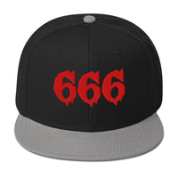 Red 666 embroidered snapback hat, product image 6