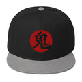 Demon Kanji 鬼 (Oni) Flat Bill embroidered snapback hat, product image 6
