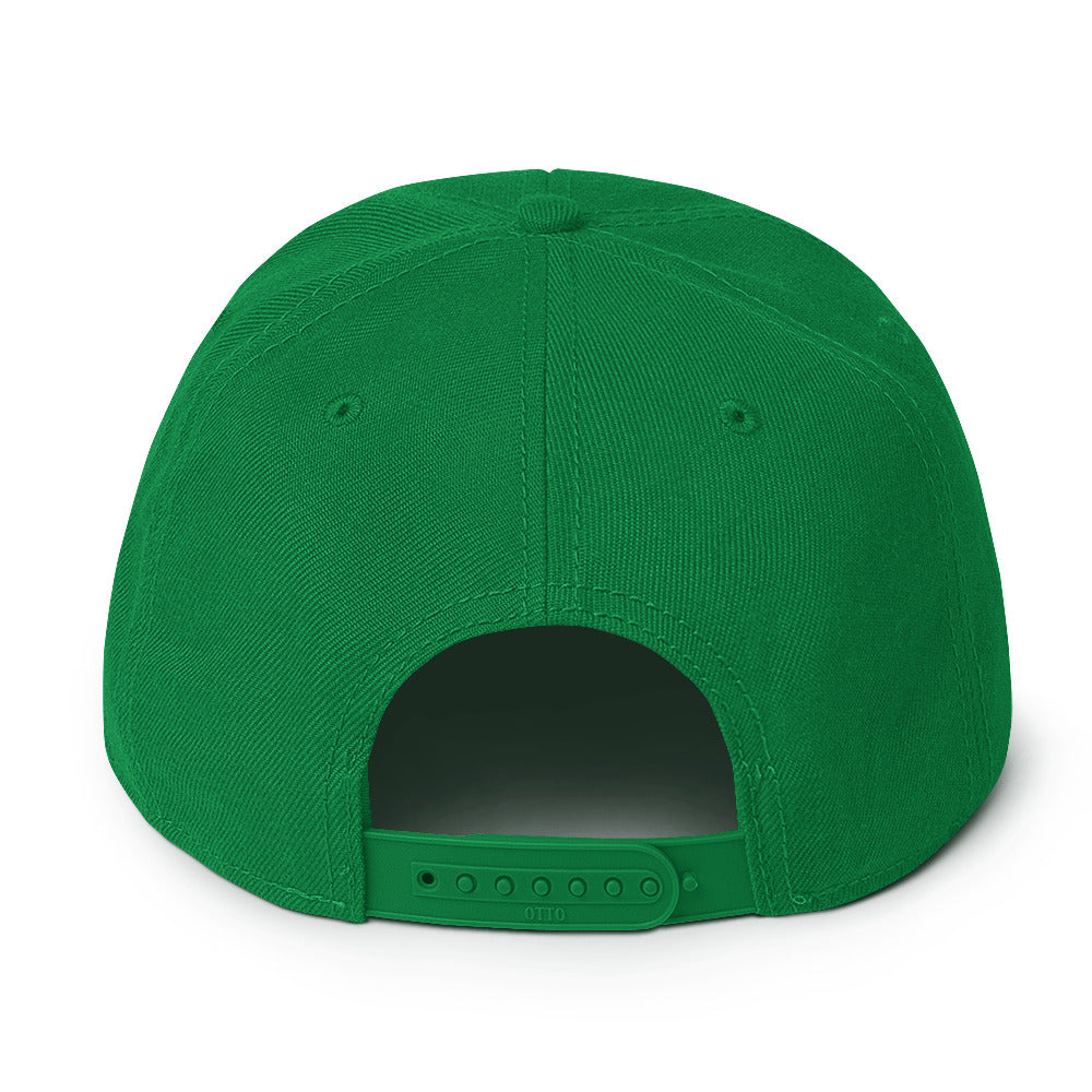 Green Toe Pincher Coffin with Cross Embroidered Flat Bill Cap Snapback Hat