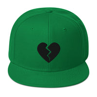 Black Broken Heart Valentines Day Embroidered Flat Bill Cap embroidered snapback hat, product image 30