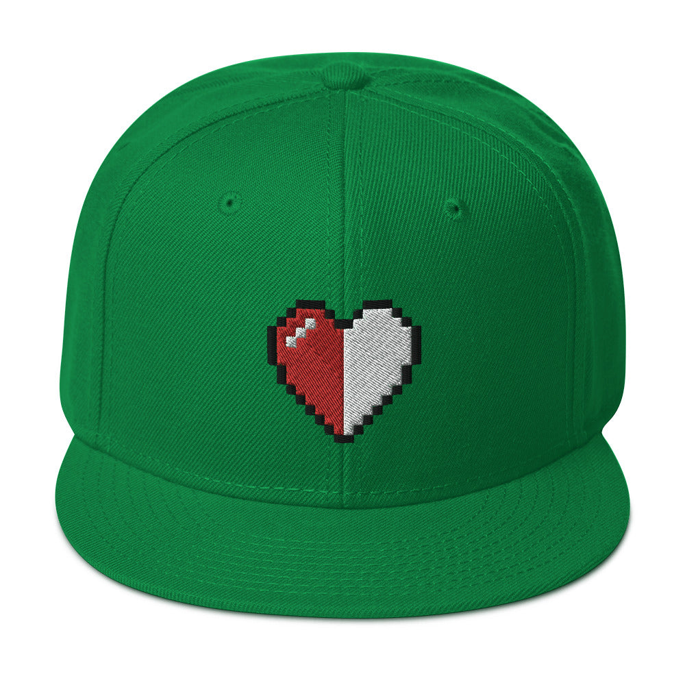 Retro 8 Bit Video Game Pixelated Half Life Heart Embroidered Flat Bill Cap Snapback Hat