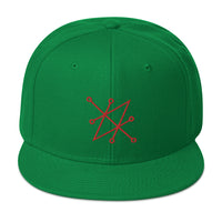 Red Sigil of Fallen Angel Azazel Occult Symbol Embroidered Flat Bill Cap embroidered snapback hat, product image 29