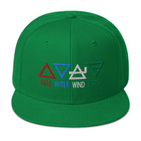 Four Elements of Matter: Fire, Water, Wind, Earth Embroidered Flat Bill Cap embroidered snapback hat, product image 29