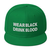 Wear Black Drink Blood Embroidered Flat Bill Cap embroidered snapback hat, product image 29