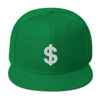 The Almighty US Dollar Sign Symbol of Money Embroidered Flat Bill Cap embroidered snapback hat, product image 28