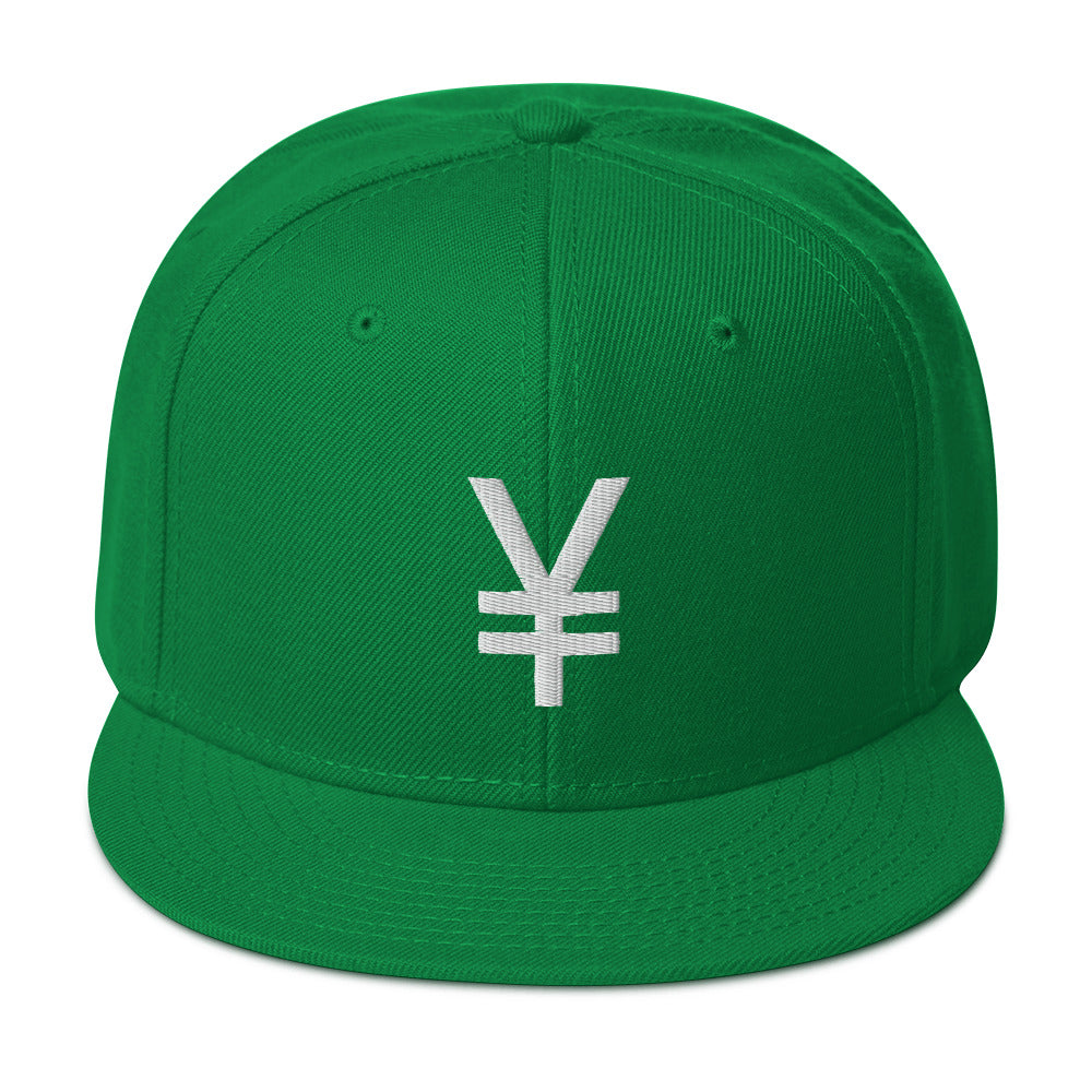 The Yen and Yuan Sign of Money Currency Embroidered Flat Bill Cap Snapback Hat