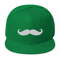 Classic Handlebar Mustache Embroidered Flat Bill Cap embroidered snapback hat, product image 29