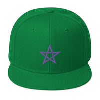 Purple Wiccan Woven Pentagram Symbol Embroidered Flat Bill Cap embroidered snapback hat, product image 29