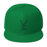 Black Sigil of Lucifer Symbol The Seal of Satan Embroidered Flat Bill Cap embroidered snapback hat, product image 29