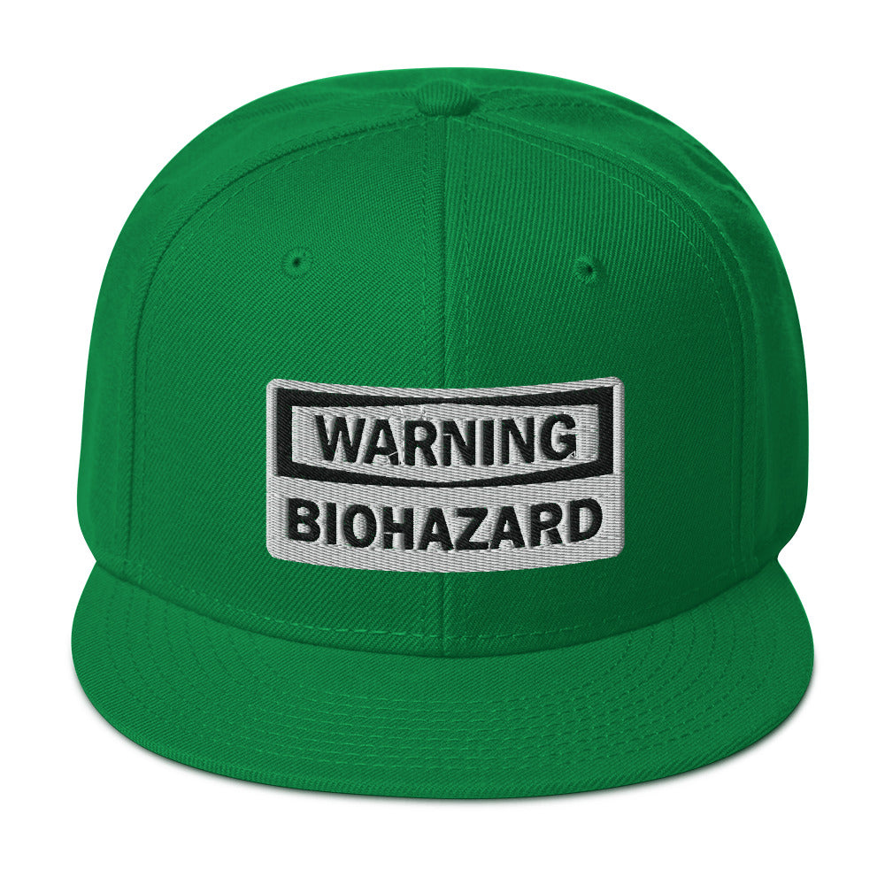 Warning Sign Bio Hazard Zombie Apocalypse Embroidered Flat Bill Cap Snapback Hat