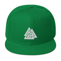 Viking Valknut Triangles of Power and Glory Embroidered Flat Bill Cap embroidered snapback hat, product image 29