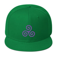 Purple Triskelion or Triskeles Spiral Embroidered Flat Bill Cap embroidered snapback hat, product image 28