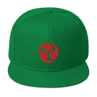 Red Tomoe Mitsudomoe Japanese Symbol Embroidered Flat Bill Cap embroidered snapback hat, product image 29