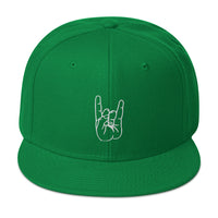 The Sign of the Devil Horns Embroidered Flat Bill Cap embroidered snapback hat, product image 29