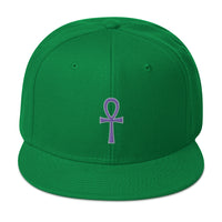 Purple The Key of Life Ankh Egyptian Embroidered Flat Bill Cap embroidered snapback hat, product image 29