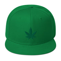 Green Marijuana Leaf Cannabis Plant Embroidered Flat Bill Cap embroidered snapback hat, product image 30