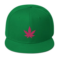 Hot Pink Marijuana Leaf Cannabis Plant Embroidered Flat Bill Cap embroidered snapback hat, product image 29