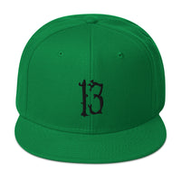 Black Lucky Number 13 Goth # Thirteen Embroidered Flat Bill Cap embroidered snapback hat, product image 29