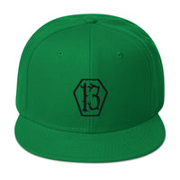 Black Coffin Number 13 Goth # Thirteen Embroidered Flat Bill Cap embroidered snapback hat, product image 30