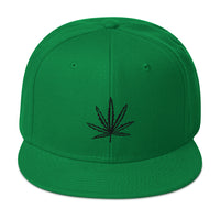 Black Pot Leaf Legalize Marijuana Cannabis Flat Bill Cap embroidered snapback hat, product image 1