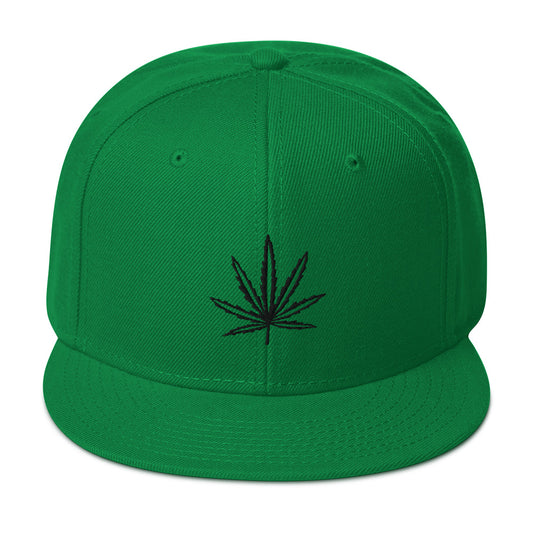 Black Pot Leaf Legalize Marijuana Cannabis Flat Bill Cap embroidered snapback hat, product image 1