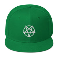 White Inverted Pentagram Occult Symbol Embroidered Flat Bill Cap embroidered snapback hat, product image 29