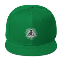 White Illuminati All Seeing Psychic Eye Embroidered Flat Bill Cap embroidered snapback hat, product image 29