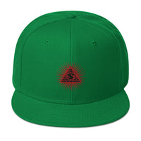 Red Illuminati All Seeing Psychic Eye Embroidered Flat Bill Cap embroidered snapback hat, product image 29