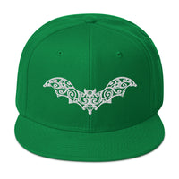 White Gothic Vine Wrought Iron Bat Embroidered Flat Bill Cap embroidered snapback hat, product image 29