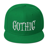 White Gothic Dramatic Style Embroidered Flat Bill Cap embroidered snapback hat, product image 29