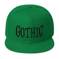 Black Gothic Dramatic Style Embroidered Flat Bill Cap embroidered snapback hat, product image 30