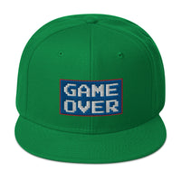 Game Over 8 Bit Embroidered 80's Retro Style Flat Bill Cap embroidered snapback hat, product image 29