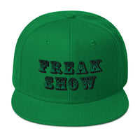 Green Circus Freak Show Embroidered Flat Bill Cap embroidered snapback hat, product image 30