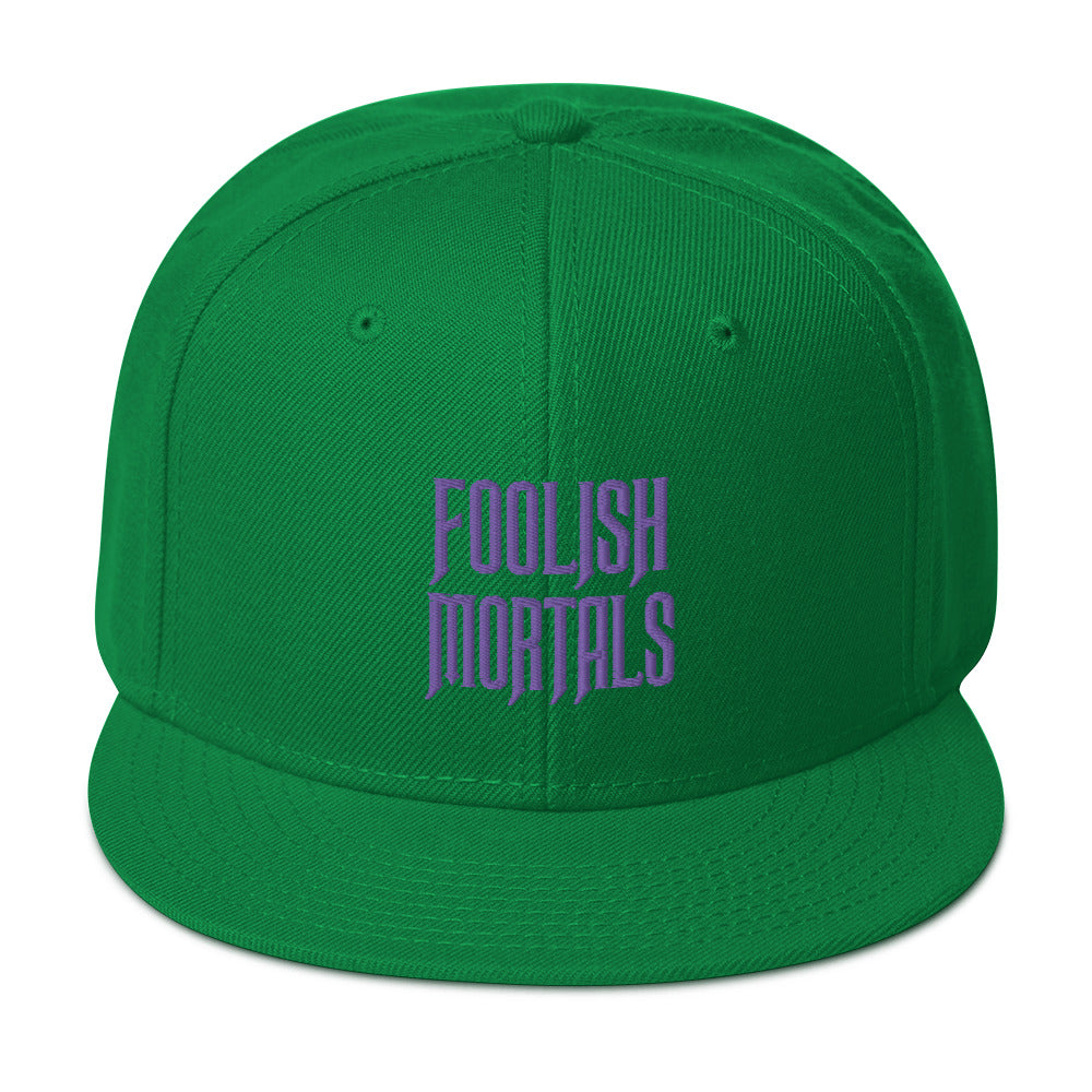 Purple Foolish Mortals Haunted Mansion Embroidered Flat Bill Cap Snapback Hat