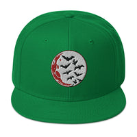 Flying Bats over a Blood Moon Embroidered Flat Bill Cap embroidered snapback hat, product image 29
