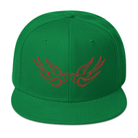 Red Falling Sparrows Tattoo Style Bird Embroidered Flat Bill Cap embroidered snapback hat, product image 29