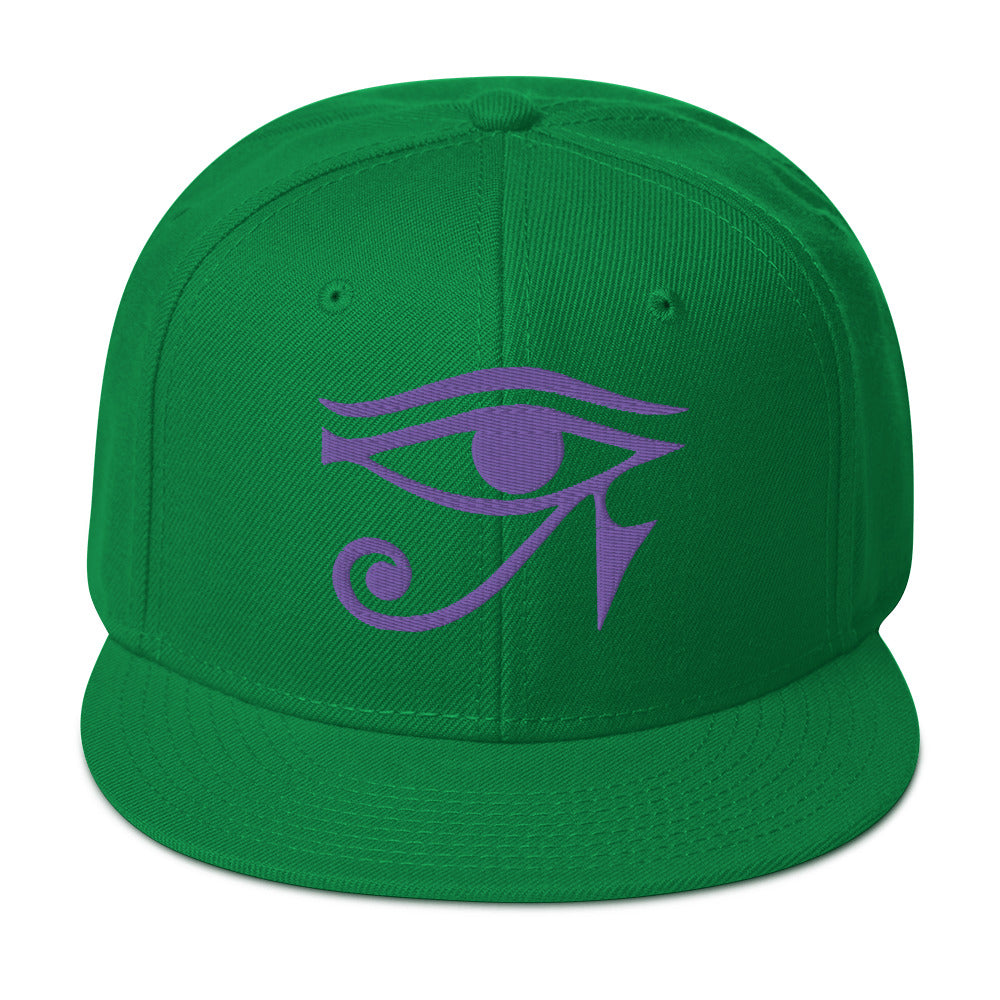 Purple Eye of Ra Egyptian Goddess Embroidered Flat Bill Cap Snapback Hat