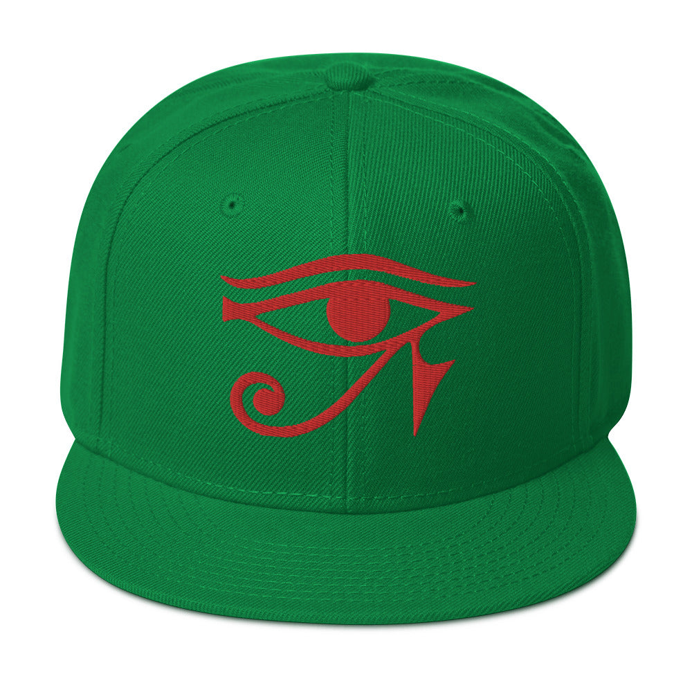 Red Eye of Ra Egyptian Goddess Embroidered Flat Bill Cap Snapback Hat