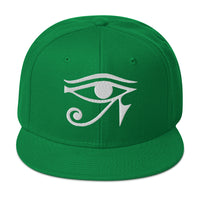 White Eye of Ra Egyptian Goddess Embroidered Flat Bill Cap embroidered snapback hat, product image 29