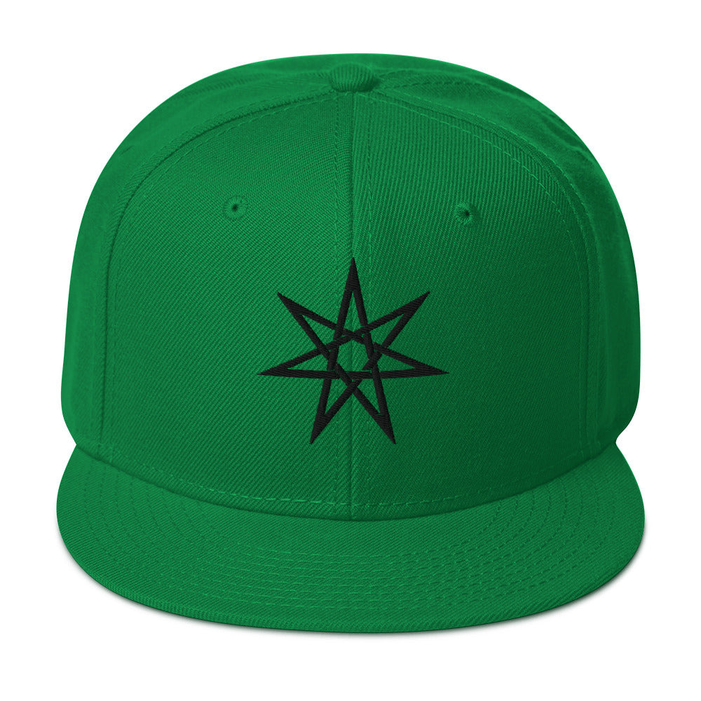 Black Elven Star Witchcraft Symbol Embroidered Flat Bill Cap Snapback Hat