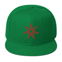Red Elven Star Witchcraft Symbol Embroidered Flat Bill Cap embroidered snapback hat, product image 29