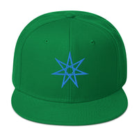 Blue Elven Star Witchcraft Symbol Embroidered Flat Bill Cap embroidered snapback hat, product image 29