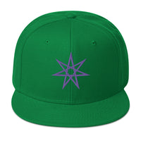 Purple Elven Star Witchcraft Symbol Embroidered Flat Bill Cap embroidered snapback hat, product image 29