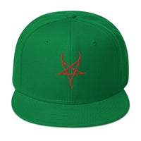 Red Inverted Pentagram Black Metal Style Embroidered Flat Bill Cap embroidered snapback hat, product image 29