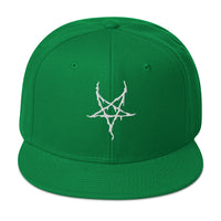 White Inverted Pentagram Black Metal Style Embroidered Flat Bill Cap embroidered snapback hat, product image 28