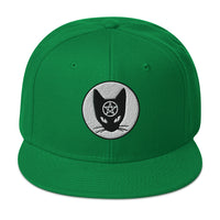Black Cat Wiccan Pentagram Embroidered Flat Bill Cap embroidered snapback hat, product image 30