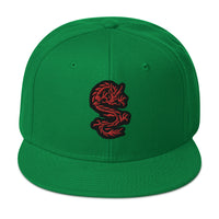 Red Ancient Chinese Dragon Embroidered Flat Bill Cap embroidered snapback hat, product image 29