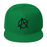 Black Anarchy Sign Punk Rock Chaos Embroidered Flat Bill Cap embroidered snapback hat, product image 30
